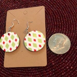 New! Christmas ornament earrings wood handmade